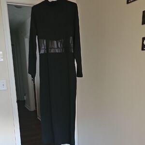 SHEIN Black Long Sleeve Dress with Satin Detail